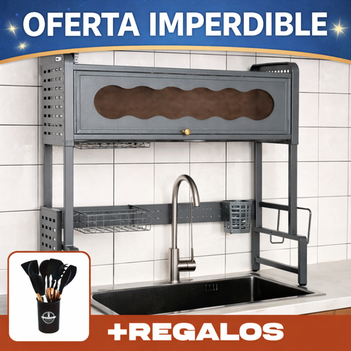 Escurridor Multifunción de Acero Inoxidable EasyHome + Kit de Utensilios de Cocina de REGALO