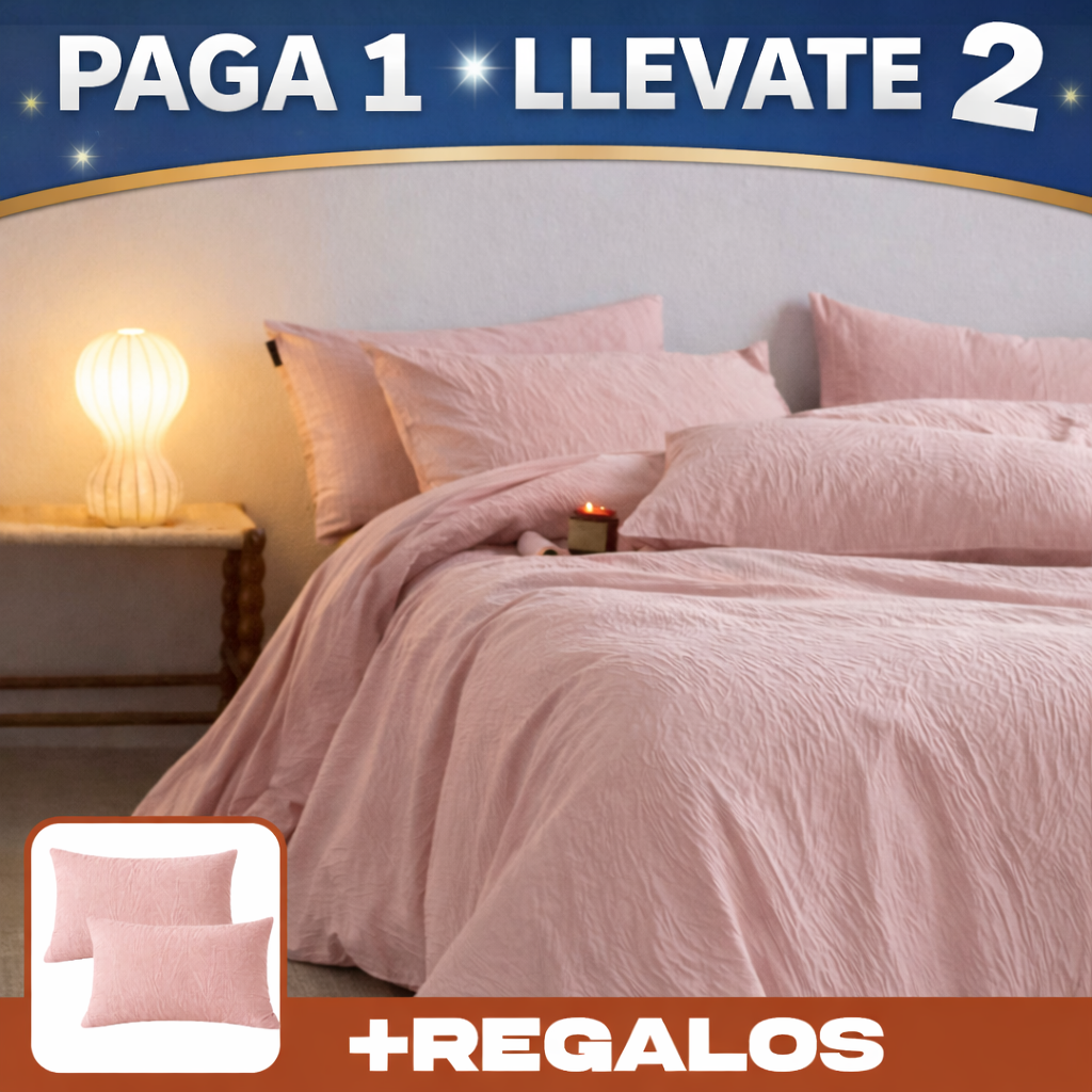 Promo 2x1: Ropa de Cama Completa en Algodón y Seda con Diseño Moderno + 2 Fundas de Almohada de REGALO